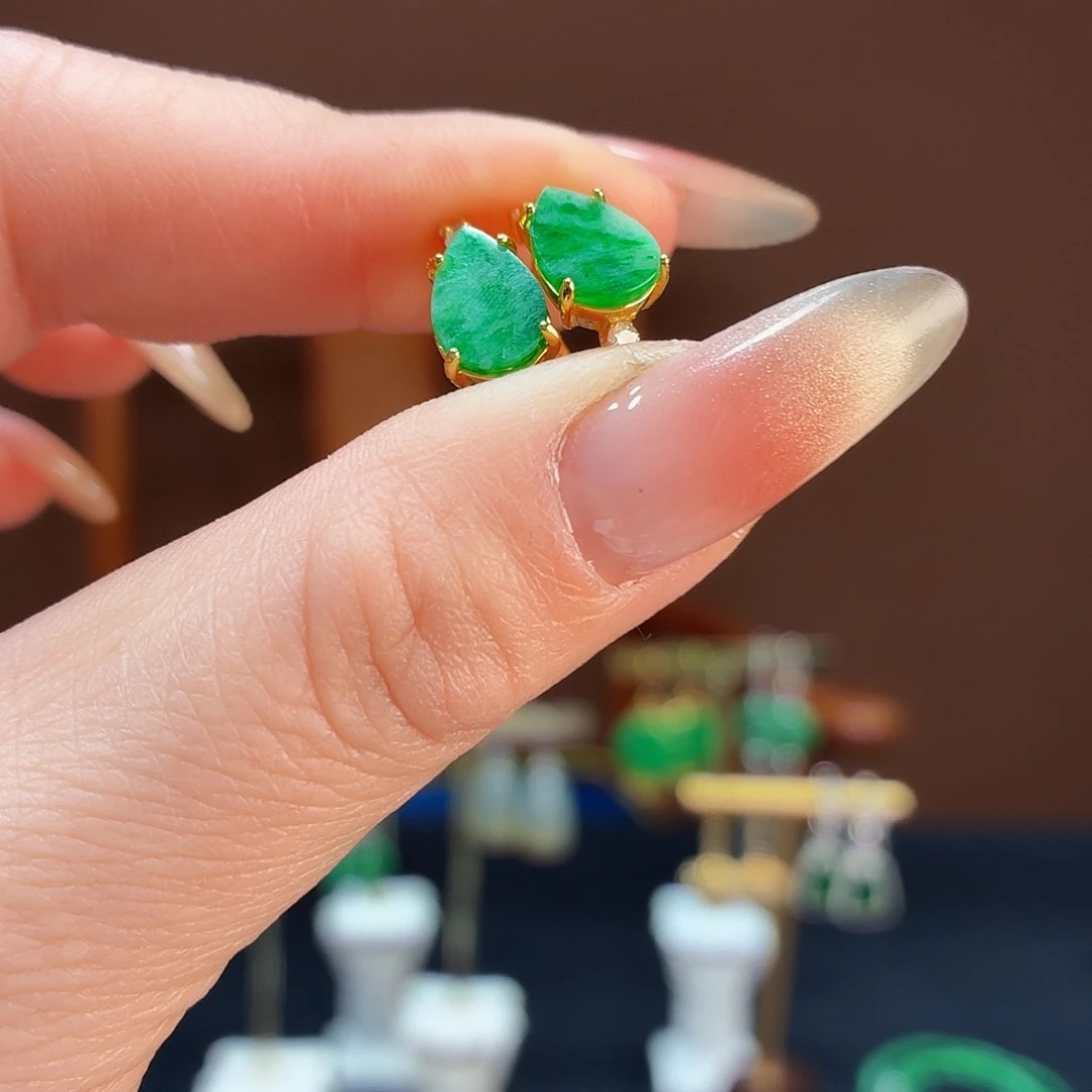 翡翠银S925镶嵌耳饰耳饰