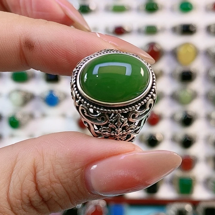 银S925镶嵌戒指玛瑙/玉髓/*