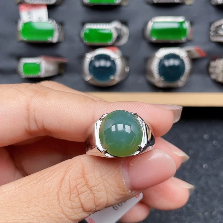 翡翠银S925镶嵌戒指编号18没运费险