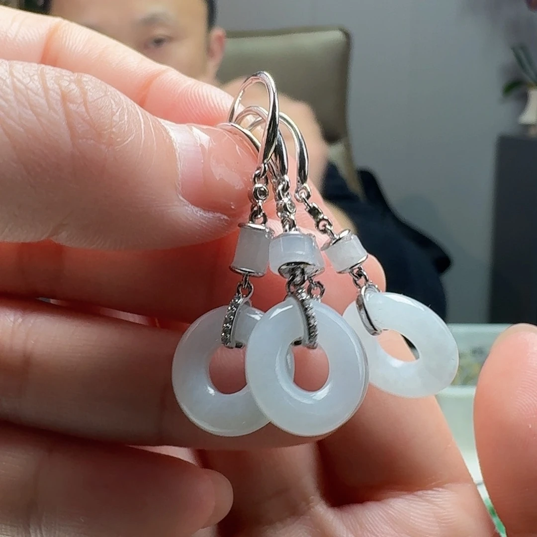 翡翠耳饰银S925镶嵌多样性发货其一