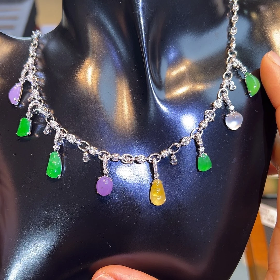 翡翠18K金镶嵌手链两用款