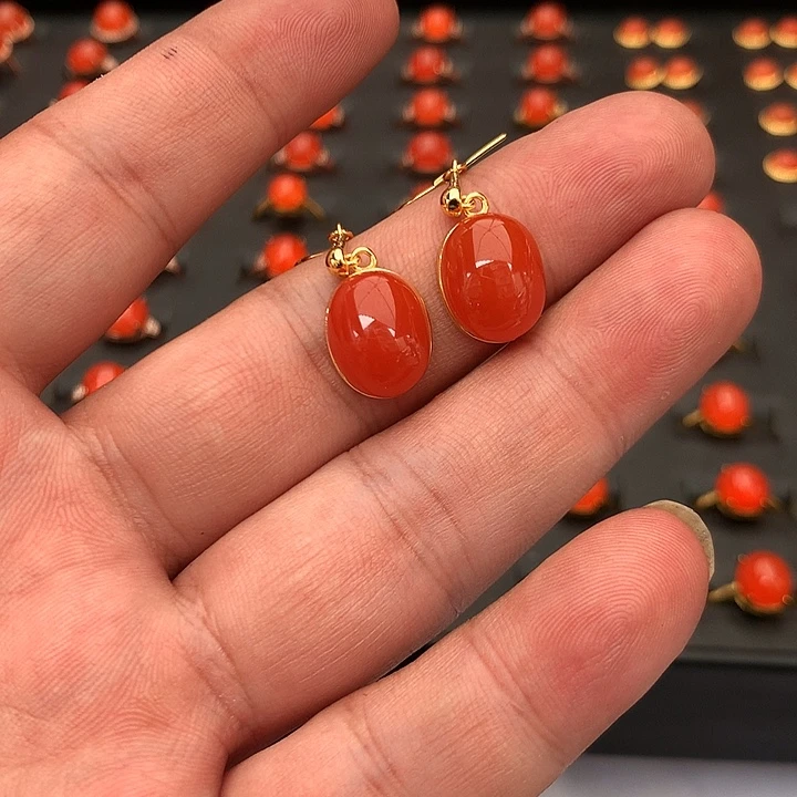 和田玉戒指银S925镶嵌清***叶