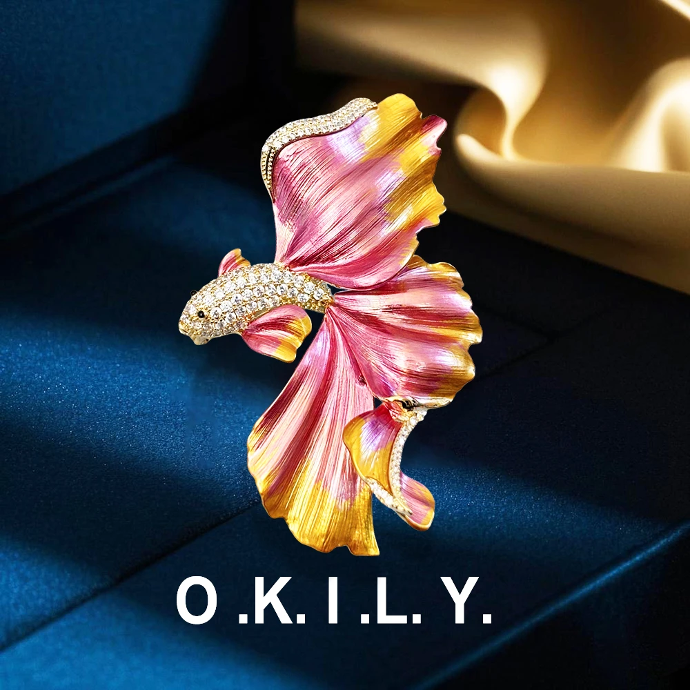 铜合金锆石胸针 【BR2936】轻奢优雅知性珐琅仙女锦鲤胸针百搭高档