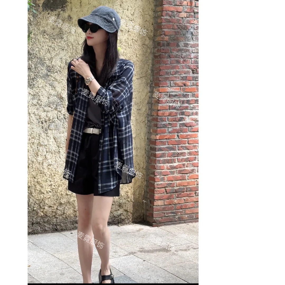 [麦霓严选]复古格纹防晒衬衫薄款9400