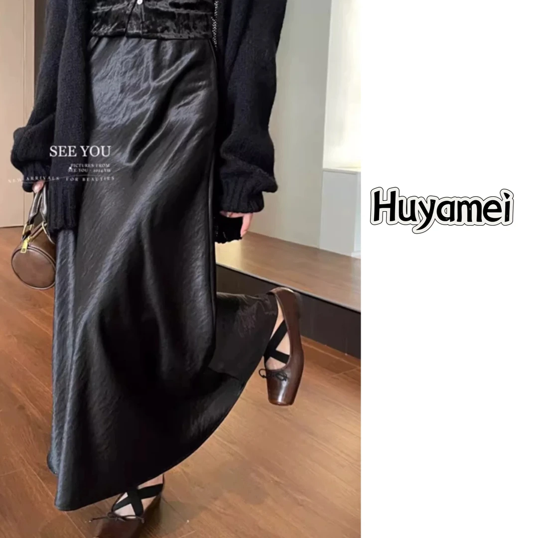 气质缎面半身裙女高腰显瘦垂感鱼尾裙秋冬百搭