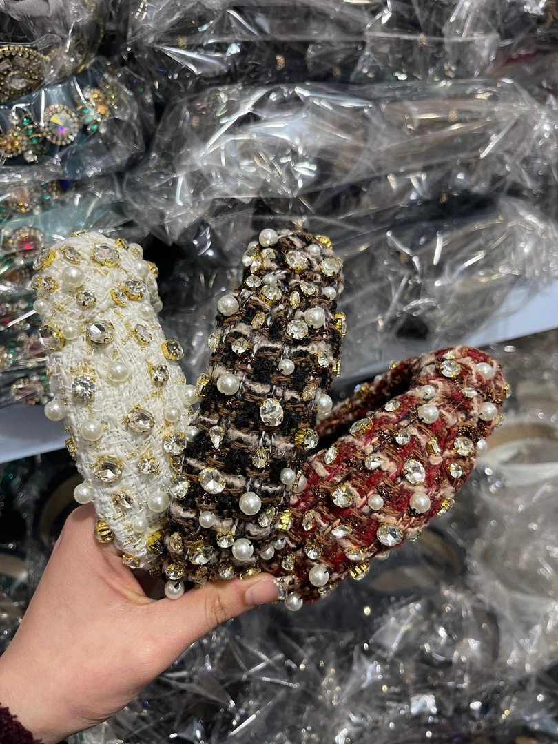 经典小香风编织珠珠水钻发箍AZ663