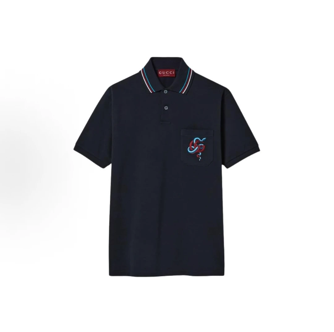 未使用 GUCCI/古驰 藏青色POLO衫 短袖 男款 蛇年新款