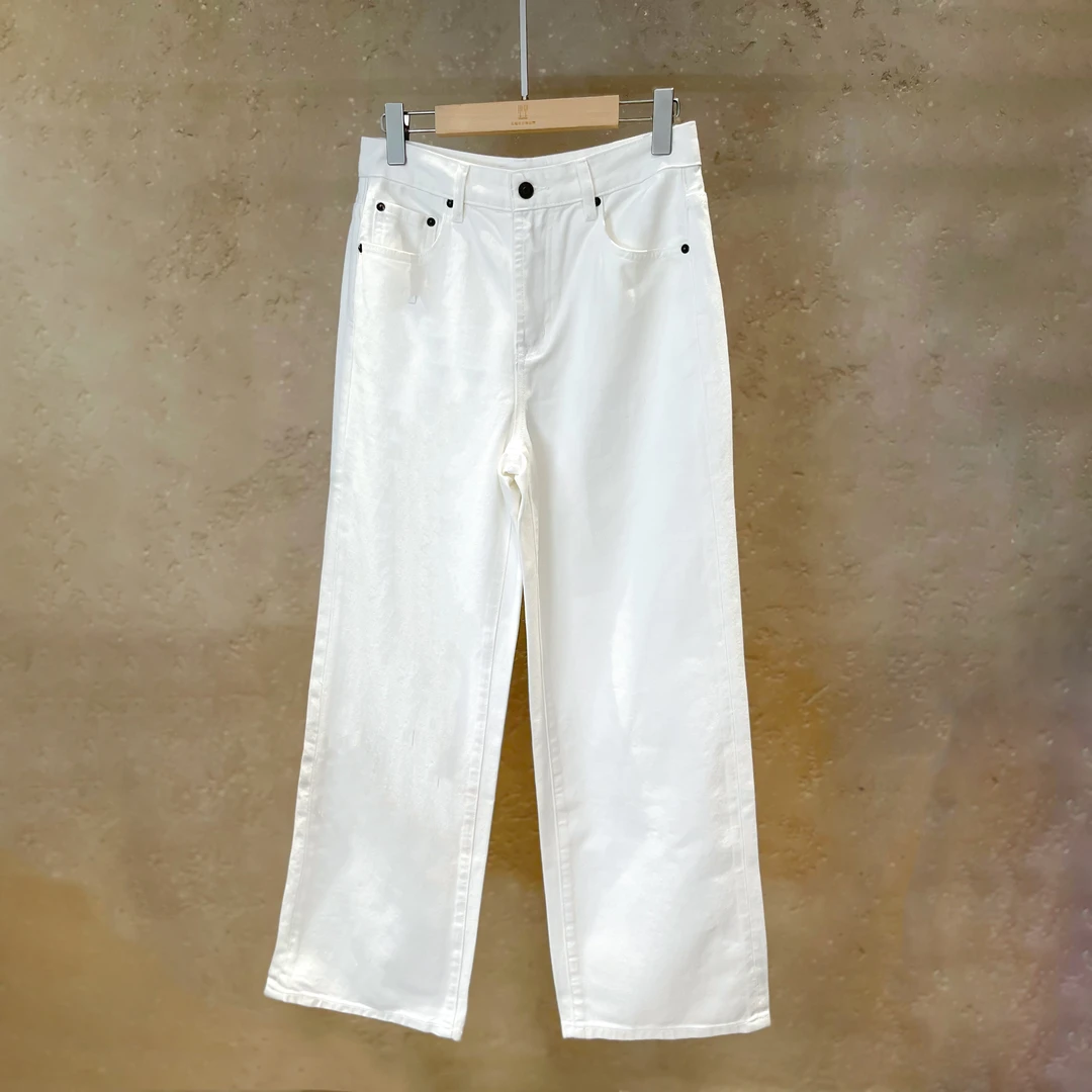 Li Wang/里望设计师款  极简百搭春季白色直筒牛仔裤
