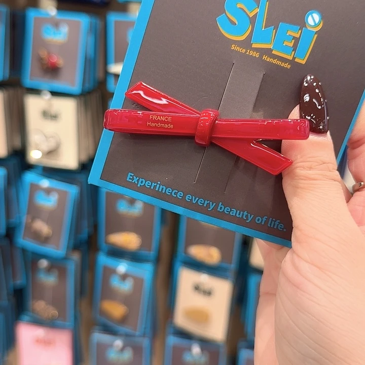 醋酸红色蝴蝶结交叉鸭夹