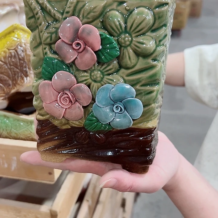 有孔.凑满10元发货多肉陶瓷花盆！