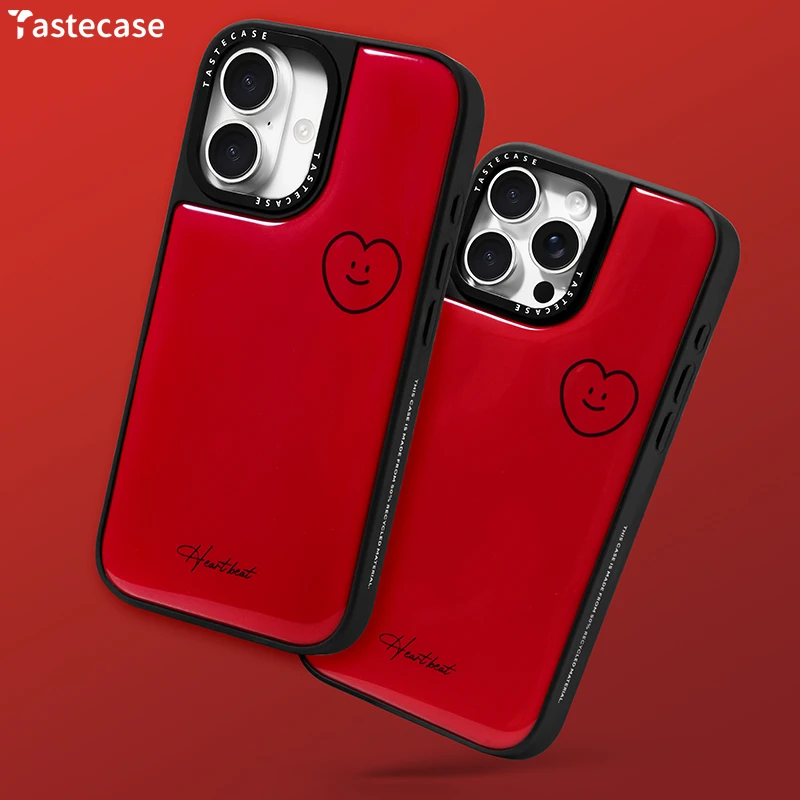 Tastecase大红色爱心手机壳适用苹果iPhone16ProMax/15Pro保护壳