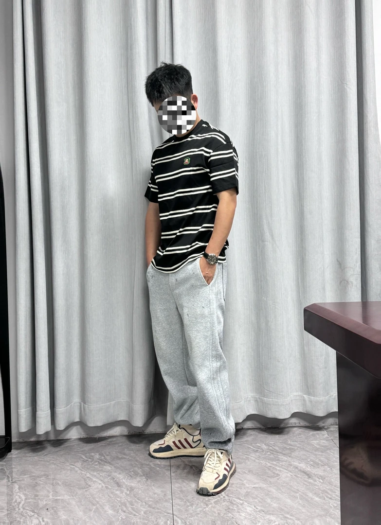 新款条纹短袖情侣装夏季T恤休闲宽松潮流百搭时尚圆领印花