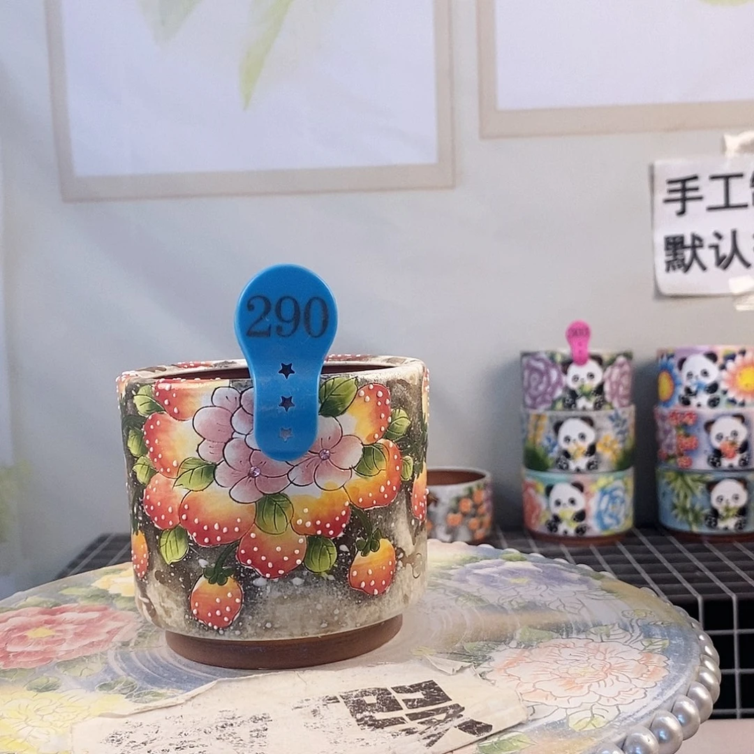 红泥花盆红陶手绘盆