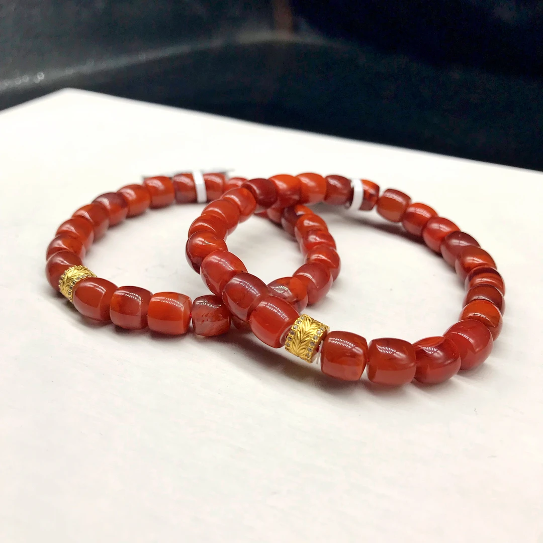 【领源】南红四川瓦西精美百搭牛血红diy直切手串7mm（多样式发其一）