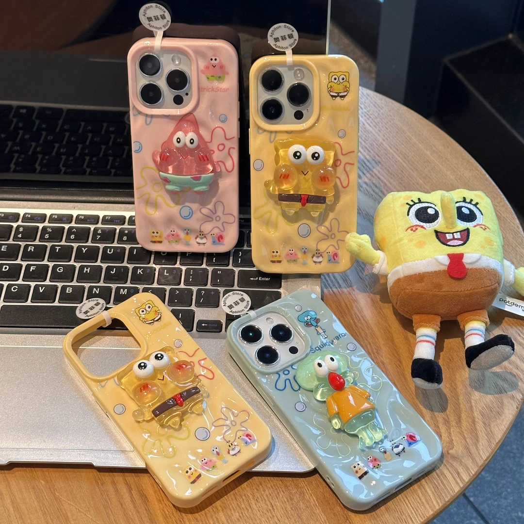 奥菲顿卡通海绵派大星公仔适用iPhone16陨石纹15手机壳14苹果1312