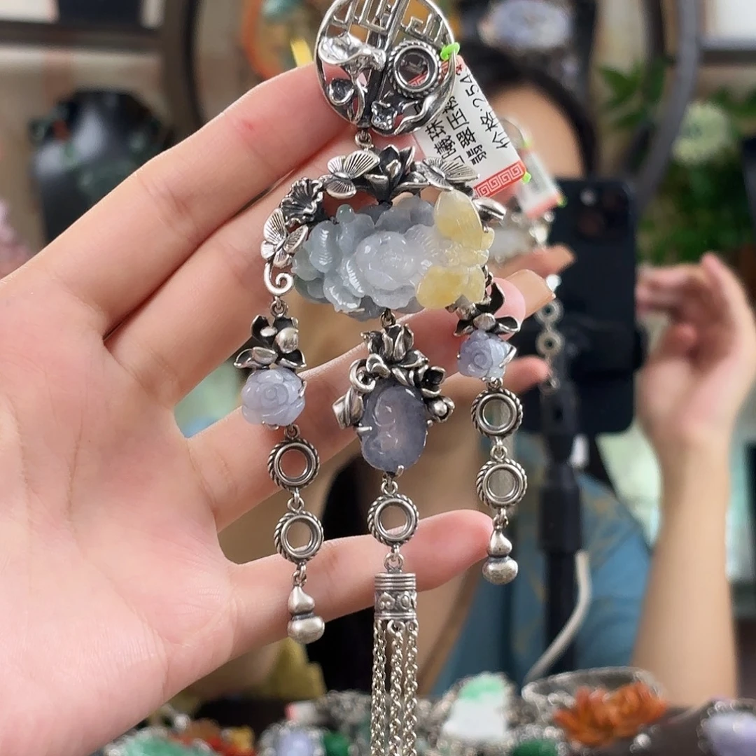 翡翠银S925镶嵌颈饰翡翠