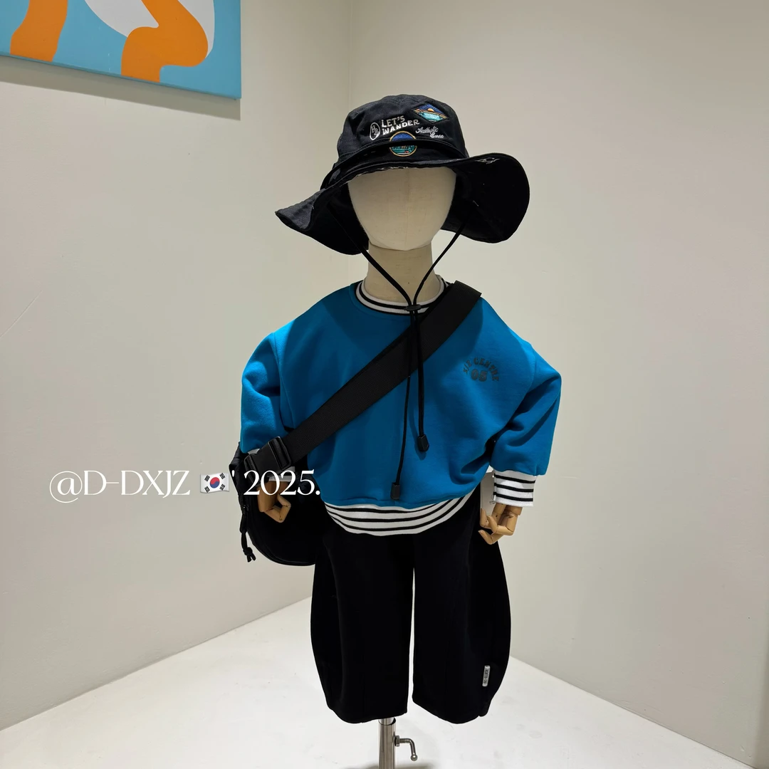 【3月25号大上新】春款儿童韩版休闲时尚男女童条纹螺纹卫衣 1077