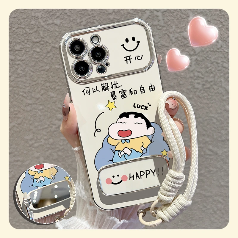 【苹果/华为/oppo/vivo/小米】适用自由镜子支架手机壳防摔硅胶女款