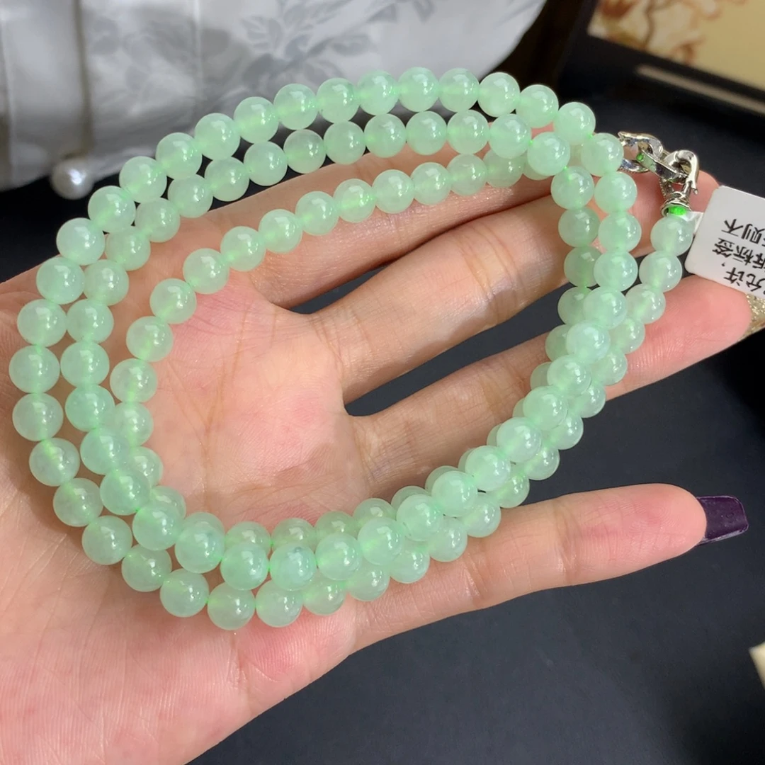 翡翠未镶嵌手串卡6冰胶晴项链