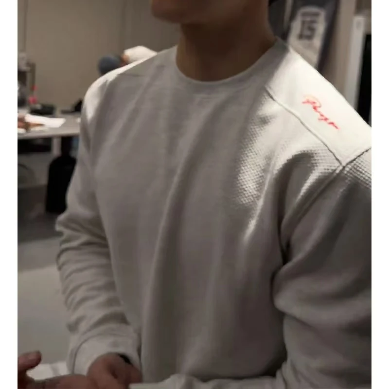 GTAL美式蜂窝红标刺绣长袖T恤男款秋季圆领卫衣拼接打底休闲上衣