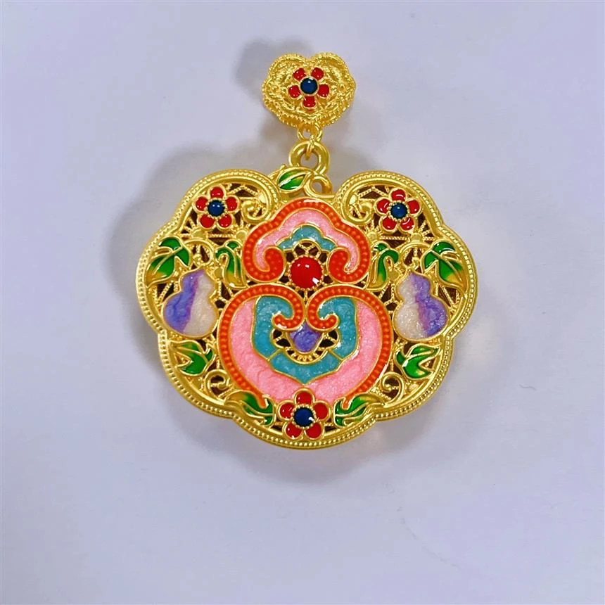 福满圆珠宝3 足金 花丝锁包吊坠