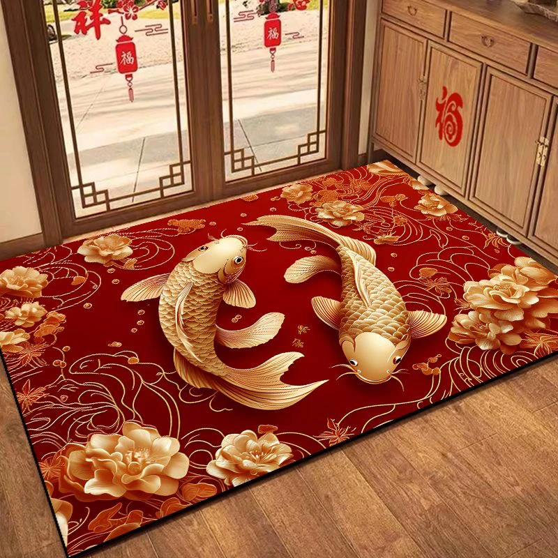 【新年款】锦鲤60*90cm喜庆吸水入户门地垫硅藻泥汽车脚垫地垫