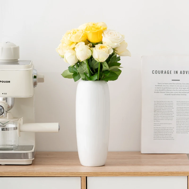 简约创意白色陶瓷花瓶高级感客厅民宿水培鲜花装饰桌面插花摆件
