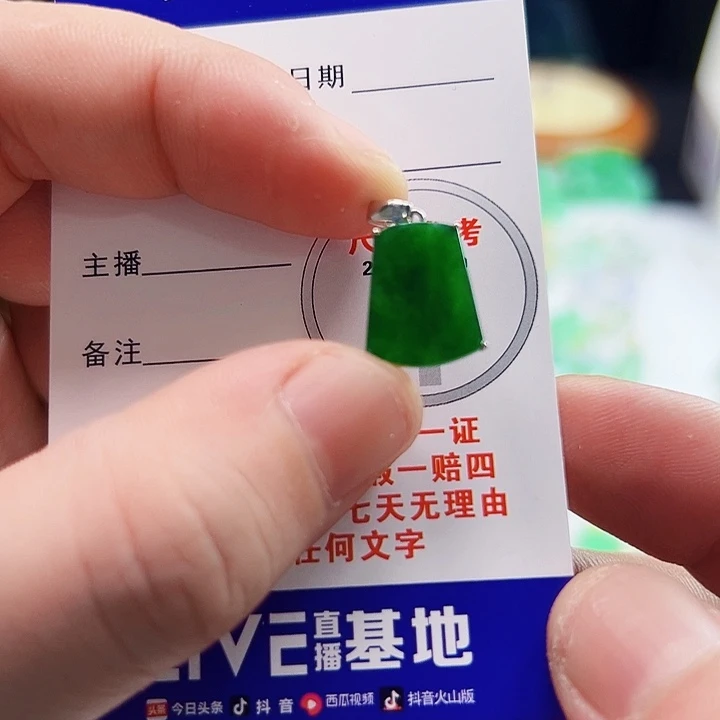 翡翠18K金镶嵌颈饰石****）翡翠