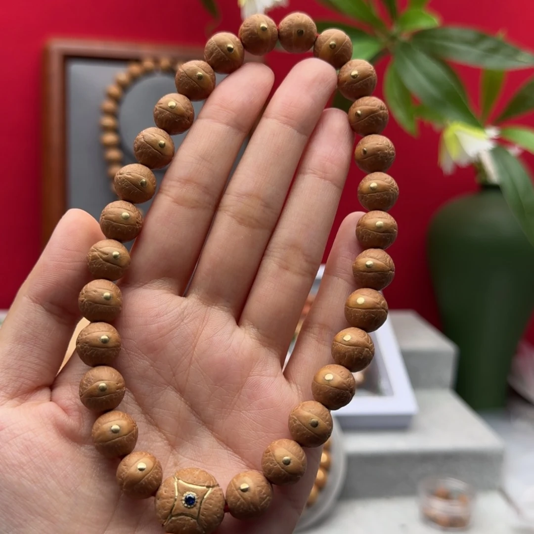 凤眼菩提手串o**o11.5-11.9mm铜钉镶嵌手持