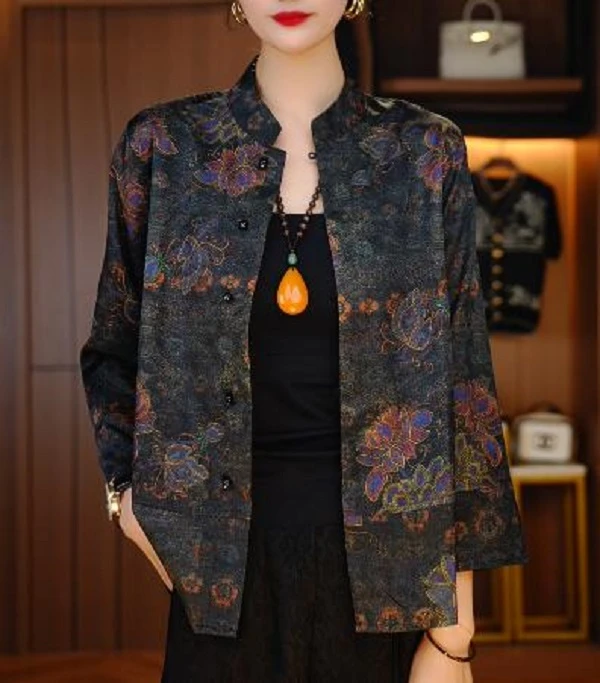 薄款防晒宽松型印花夏季衬衫气质小衫春夏显瘦女装外套V24H402