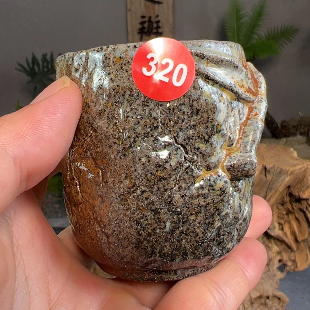 320柴烧手捏主人杯自然落灰釉