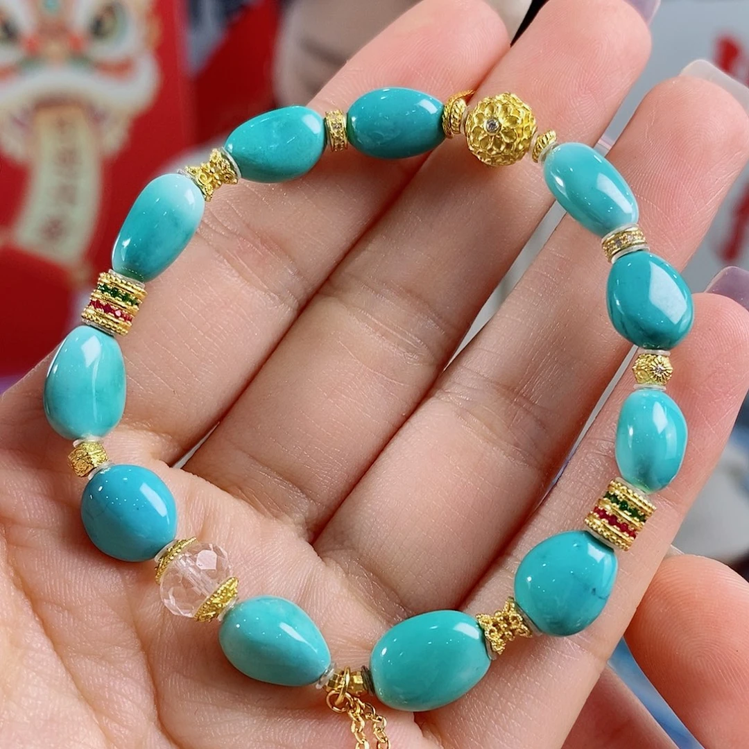 绿松石银S925镀金镶嵌珠宝奇石