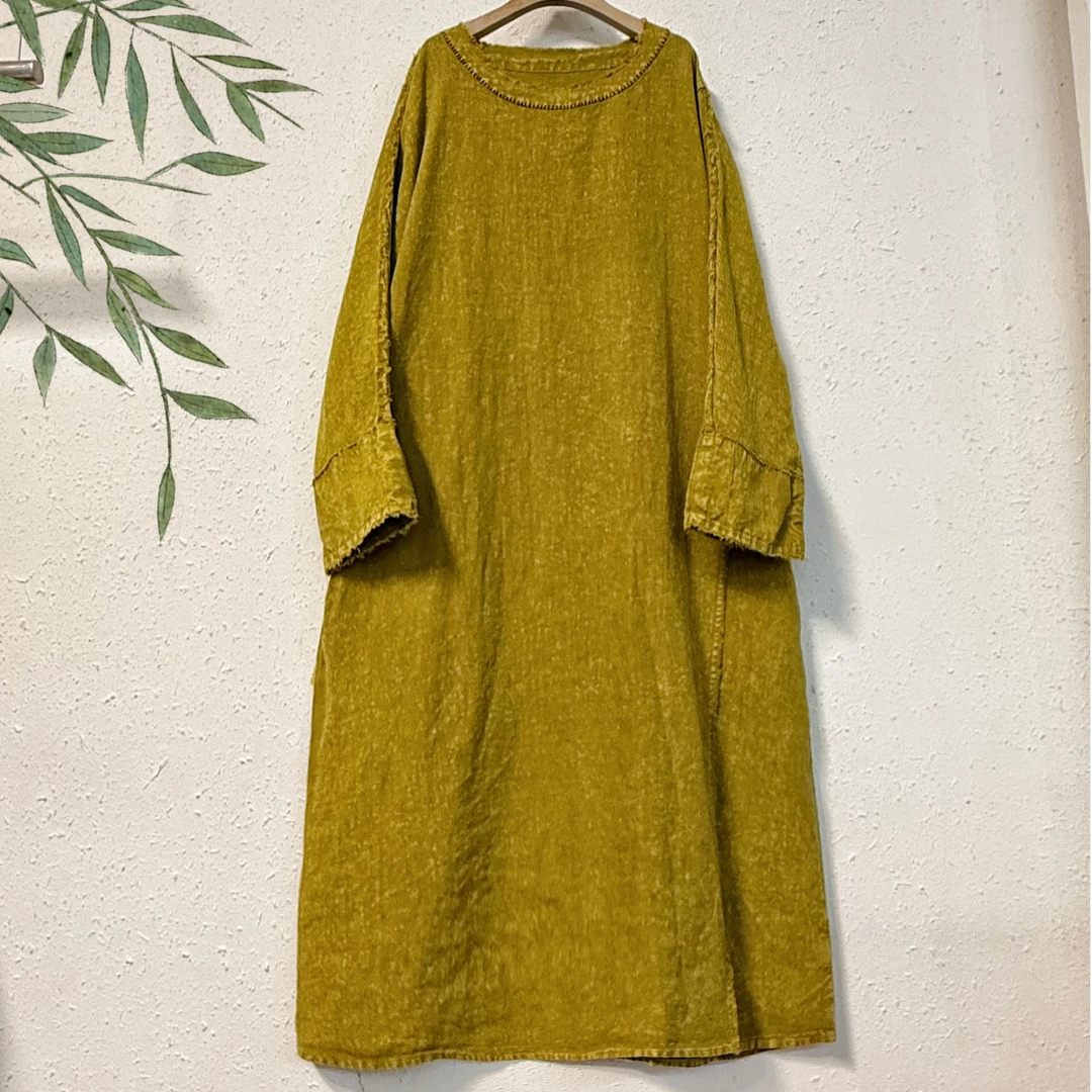 2559【靖原创】高品质品牌手工亚麻长袍｛衣长120、胸围165）