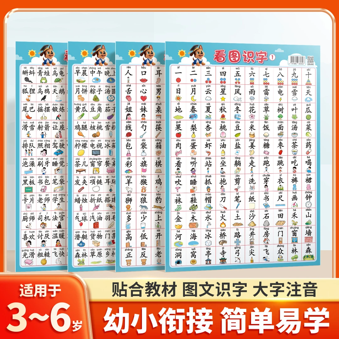斗半匠看图识字挂图3-6岁幼小衔接大字注音趣味图文识字贴合教材