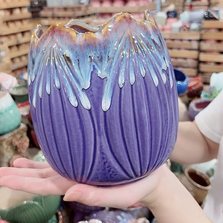 有孔.凑单10元陶瓷花盆发货！