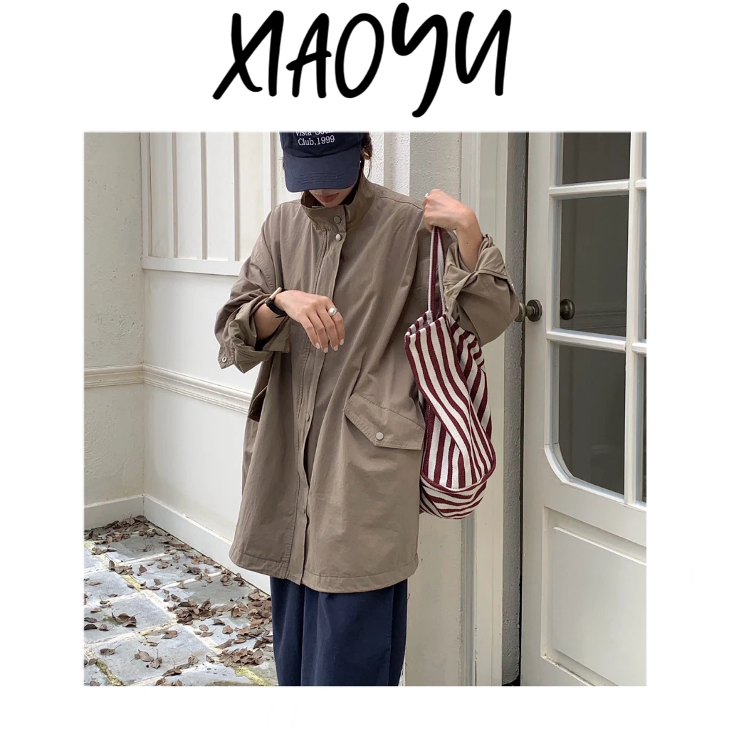 【马拉拉立领风衣】S领后四个点立领中长款风衣外遇百搭显瘦松弛感