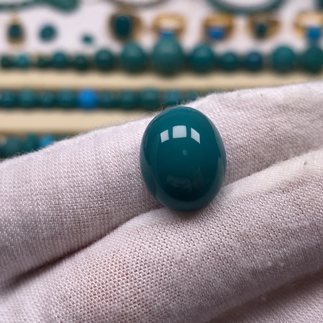 绿松石未镶嵌珠宝奇石戒面13mm