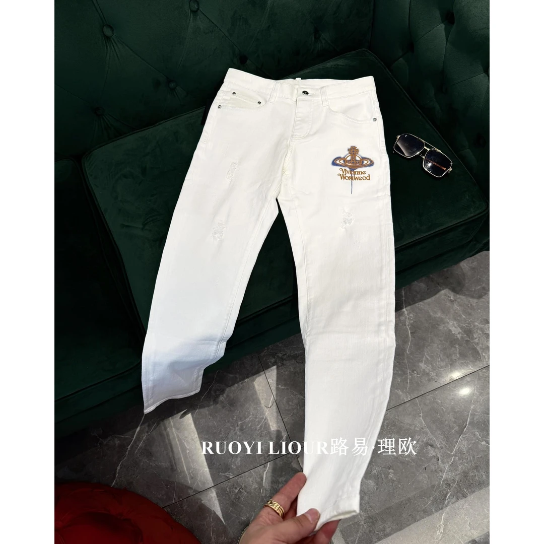 【路易理欧】欧货时尚潮流街头直筒经典破洞设计款男士牛仔裤9058