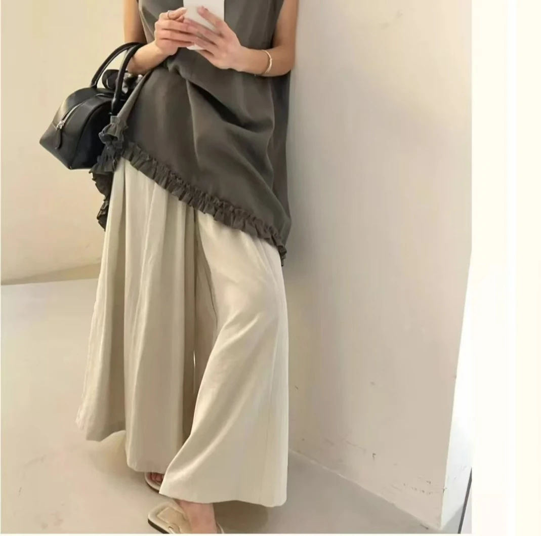 程程甄选-「冰丝皱」 时尚慵懒风显瘦百搭大阔腿休闲裤2026