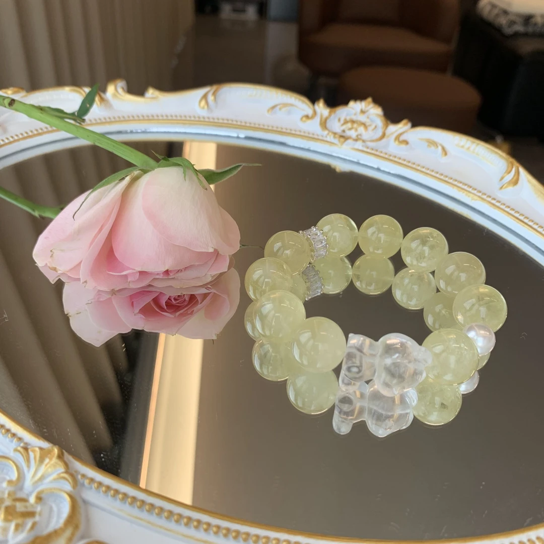 黄柠檬小熊水晶女款氛围感手串