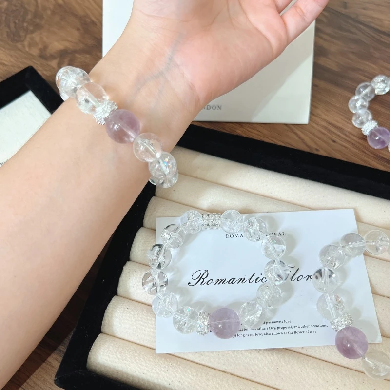 X864[云间拾梦]碎冰冰薰衣草紫手链高端轻奢手串多样性发一