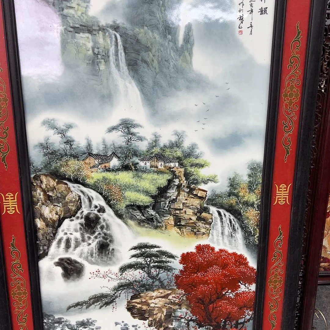 瓷片景德镇陶瓷瓷板画山水