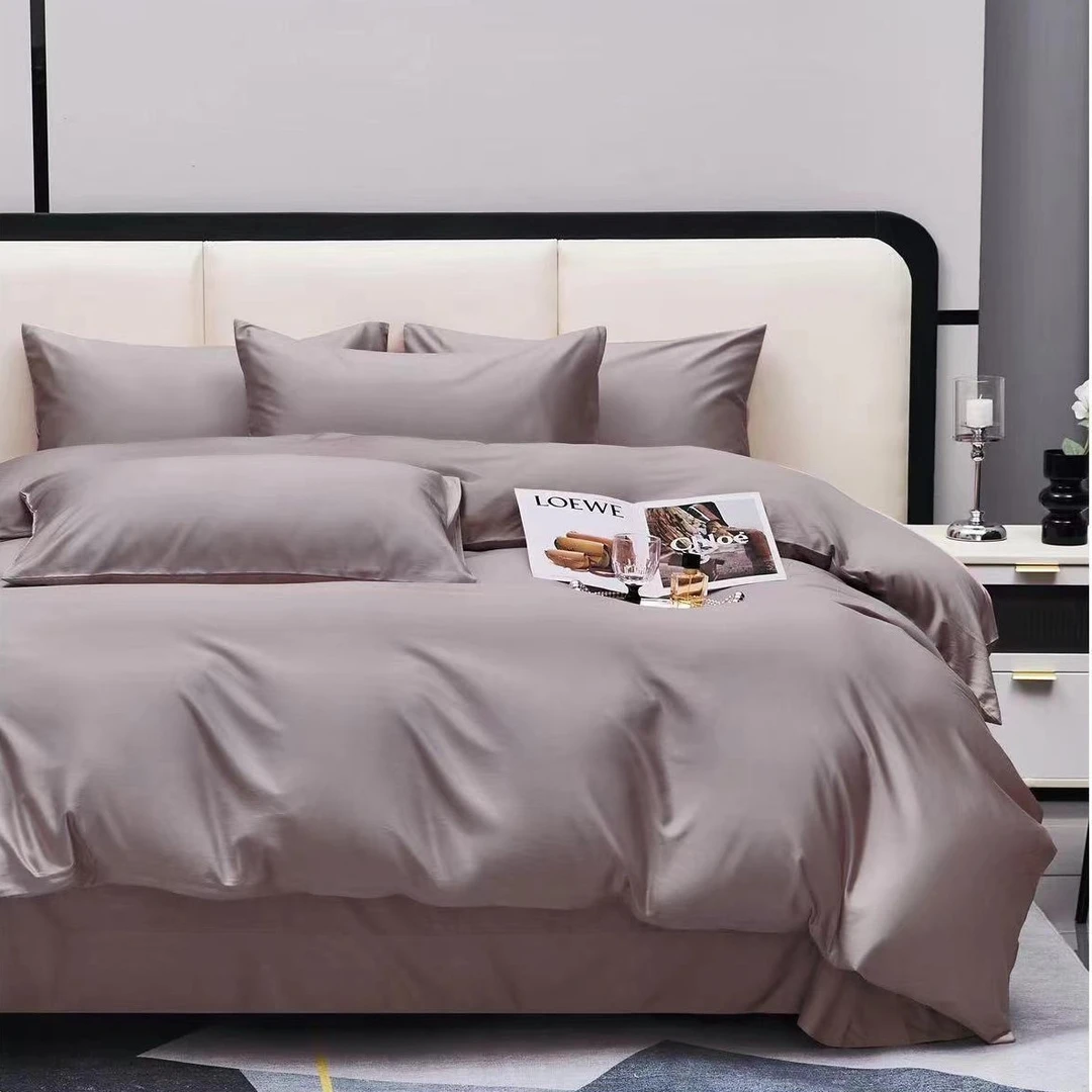 轻奢极简主义！金太阳御芙缎！天丝棉轻磨毛纯色四件套