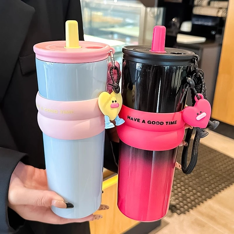 奇怡保温杯女高颜值大容量冰霸杯便携咖啡吸管杯户外车载保冷杯子