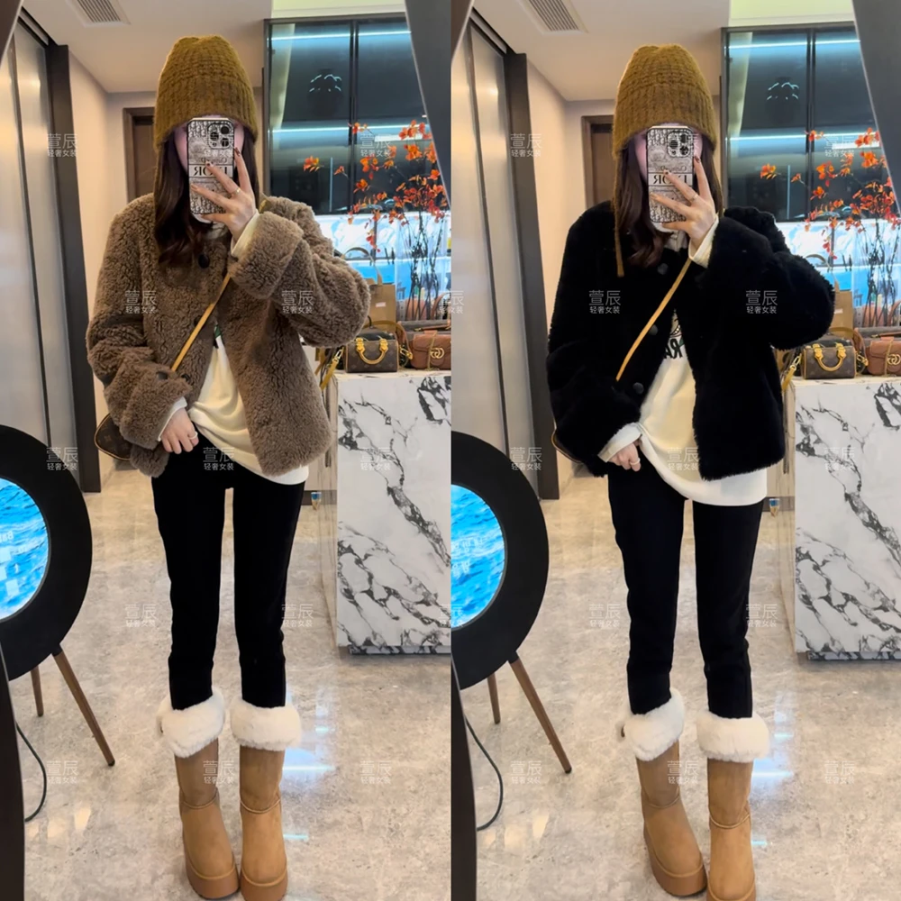 【奢享派】秋冬气质轻奢皮毛一体外套女时尚小个子保暖毛毛外套3713
