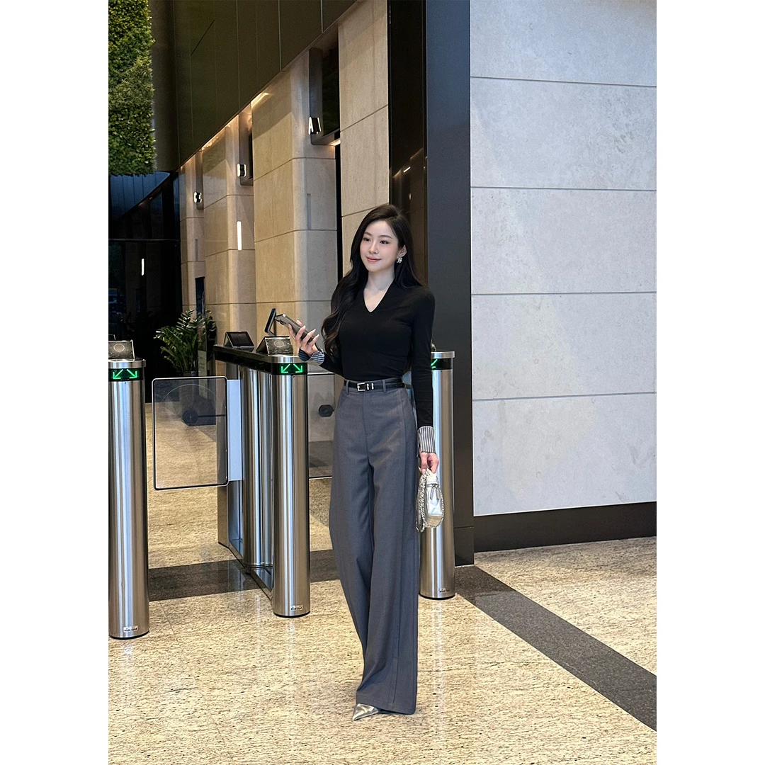 MEINA专属【循迹真我】新款侧条设计感复古西装休闲显瘦百搭阔腿裤