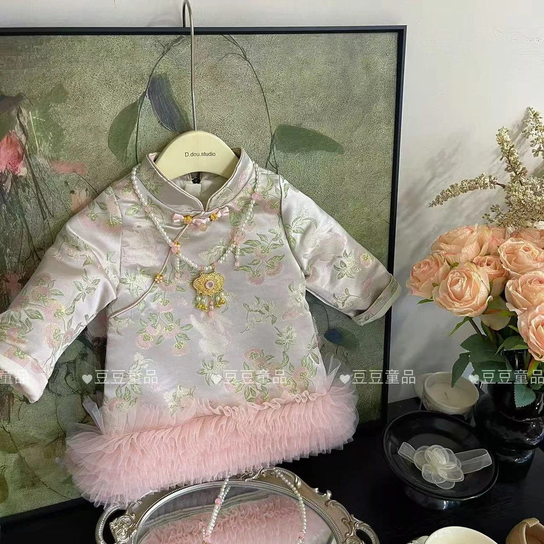 女童儿童旗袍裙复古国风秋季新款国风新中式裙A481