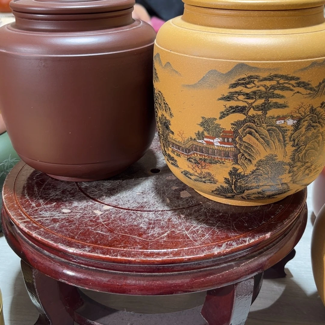 花***酒紫砂茶叶罐紫砂罐两个