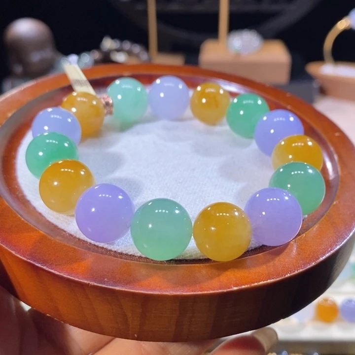 翡翠未镶嵌吊坠(不含链)翡翠浓彩多宝手串