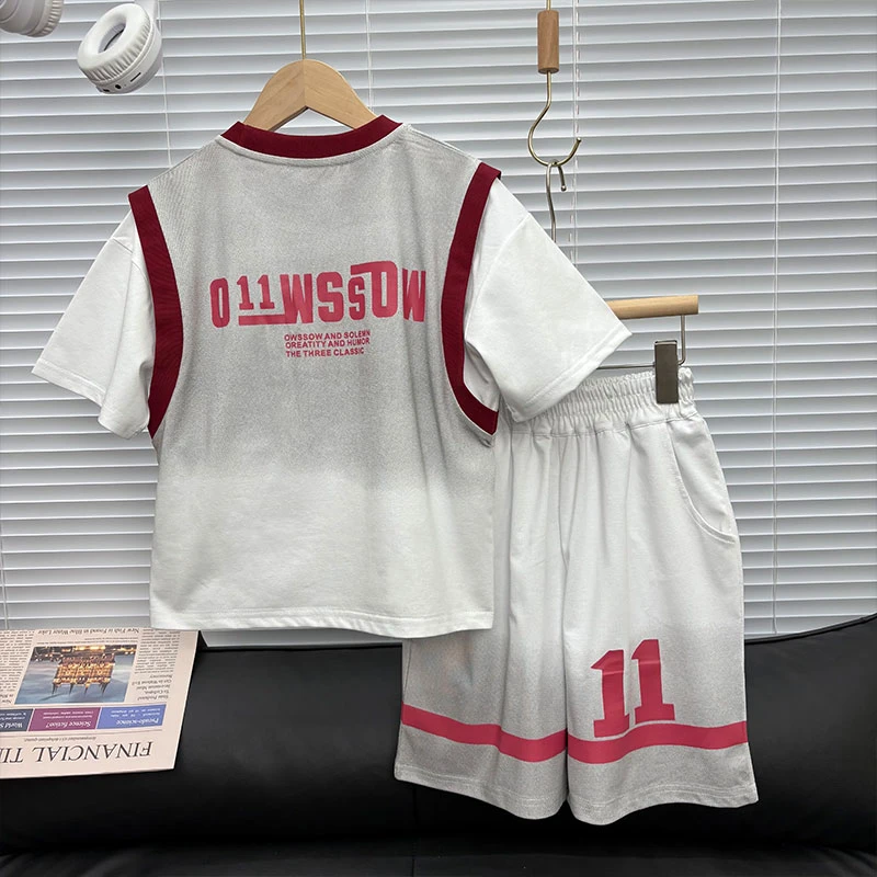 男童夏装运动套装2025新款中大儿童装薄款夏季短袖男孩两件套潮酷